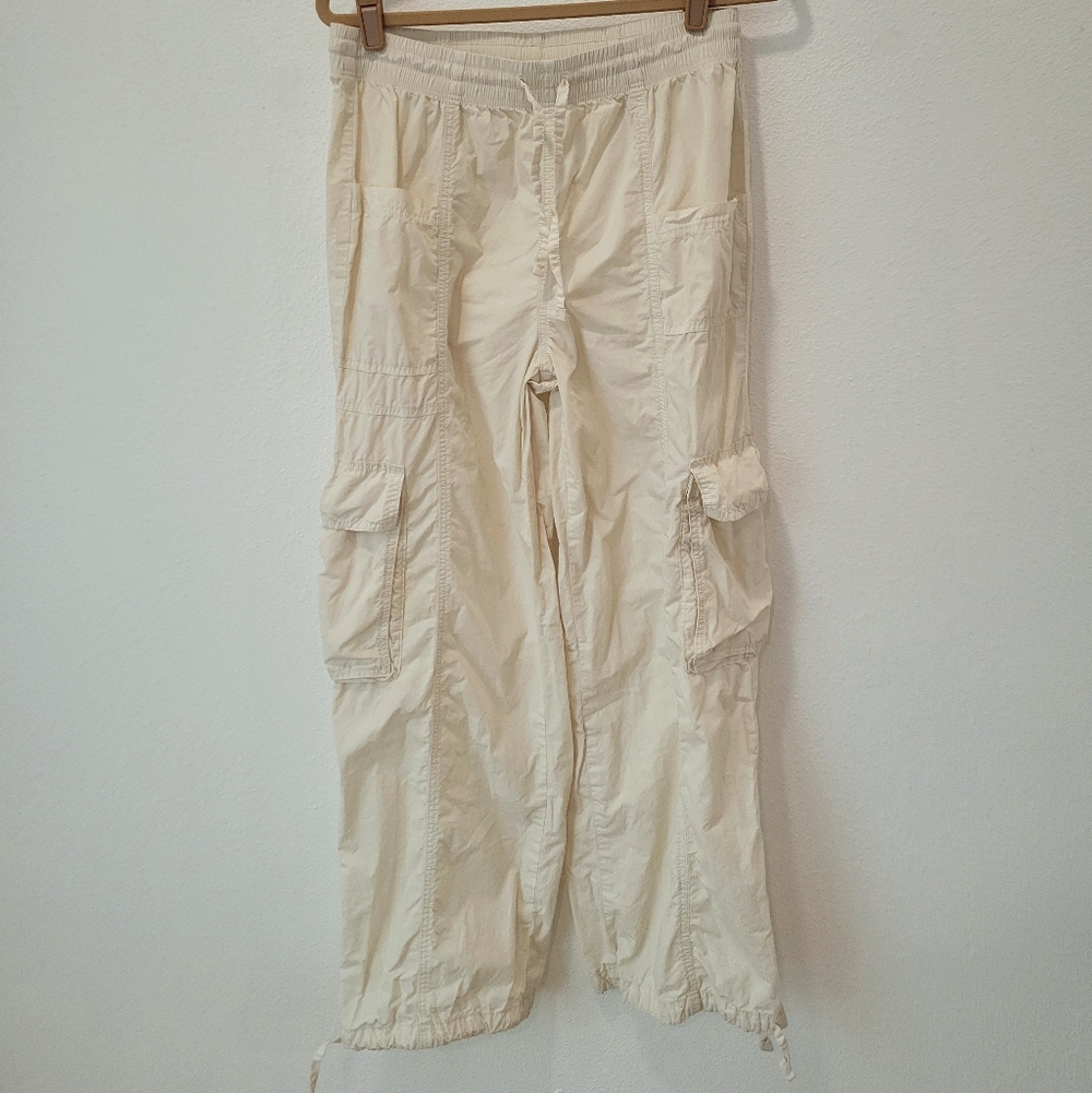 Aerie Cream Lightweight Cargo Pants Drawstring Ankles Women’s M